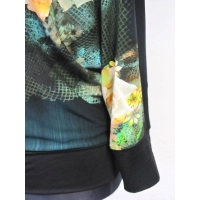 Bluzka kimono z fotonadrukiem czarny+ żółte róże